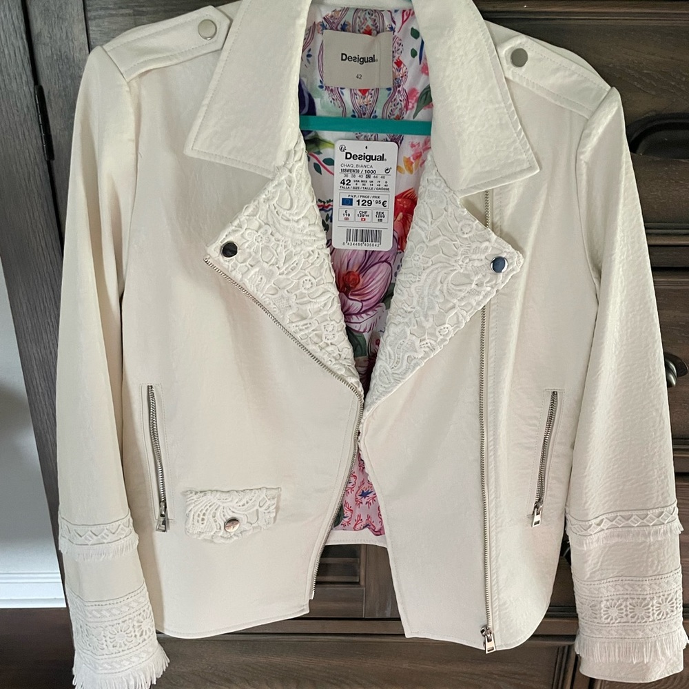 Desigual White Pleather Jacket